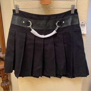 NWT~ROYAL BONES Hot Topic Black Goth Grunge Punk Chain Pleated Skirt Size Medium